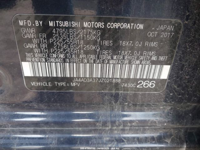 2018 MITSUBISHI OUTLANDER JA4AD3A37JZ021888 Photo 8