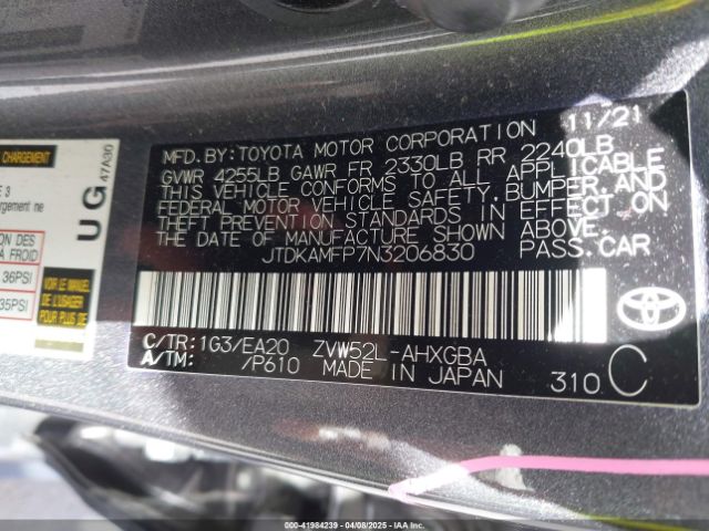 JTDKAMFP7N3206830 Toyota Prius Prime Limited