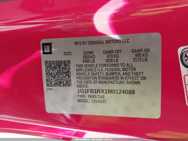 1G1FB1RX1M0124089 Chevrolet Camaro Rwd  1lt
