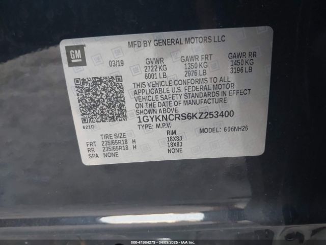 1GYKNCRS6KZ253400 Cadillac XT5 LUXURY