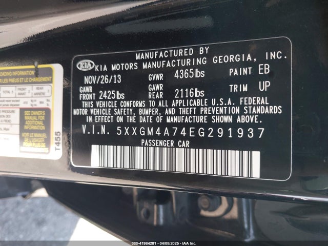 5XXGM4A74EG291937 KIA Optima Lx