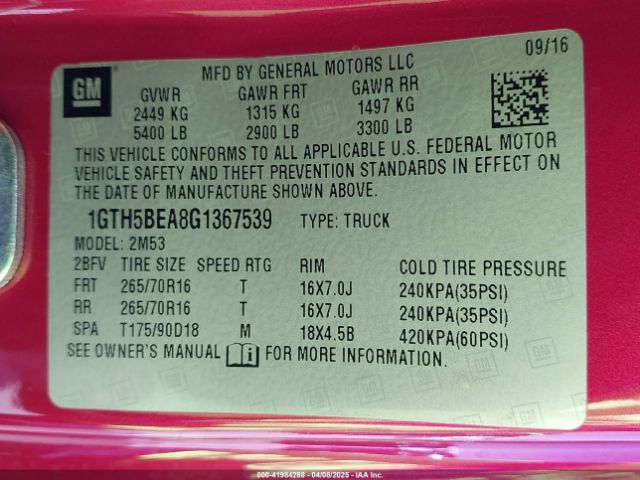 1GTH5BEA8G1367539 GMC Canyon