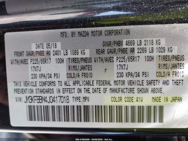 JM3KFBBM4J0417018 Mazda CX-5 SPORT