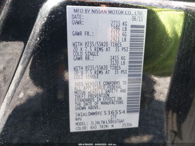 5N1AL0MM9FC536554 Infiniti QX60