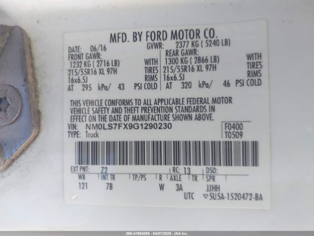 NM0LS7FX9G1290230 Ford Transit Connect Xlt