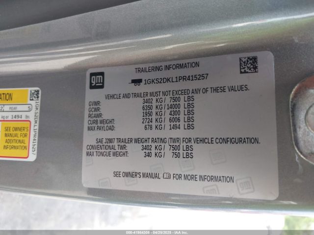 1GKS2DKL1PR415257 GMC Yukon 4wd Denali