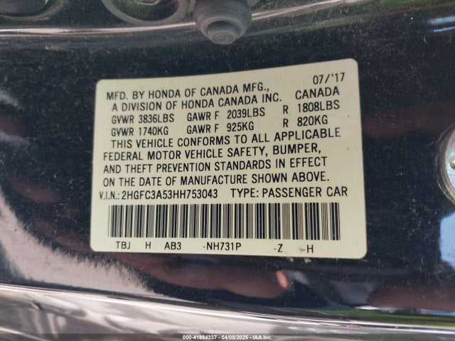 2HGFC3A53HH753043 Honda CIVIC SI