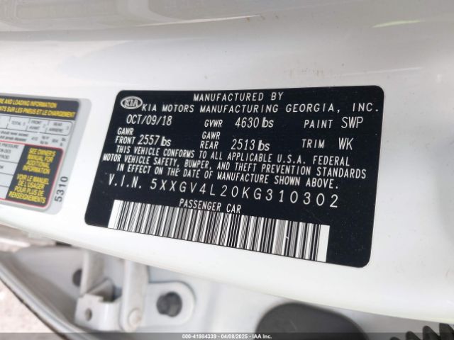 5XXGV4L20KG310302 KIA Optima Sx Turbo