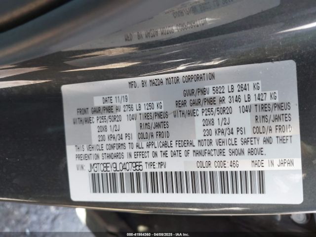 JM3TCBEY9L0407955 Mazda Cx-9 Signature