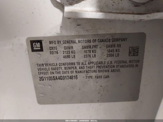 2G1105SA4G9174816 Chevrolet IMPALA 1LT
