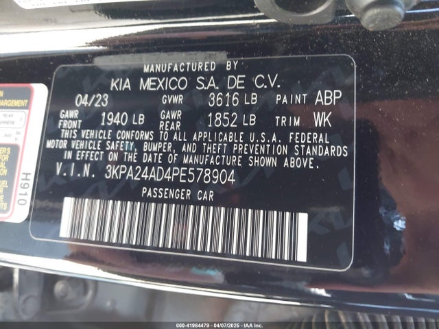 3KPA24AD4PE578904 KIA RIO LX