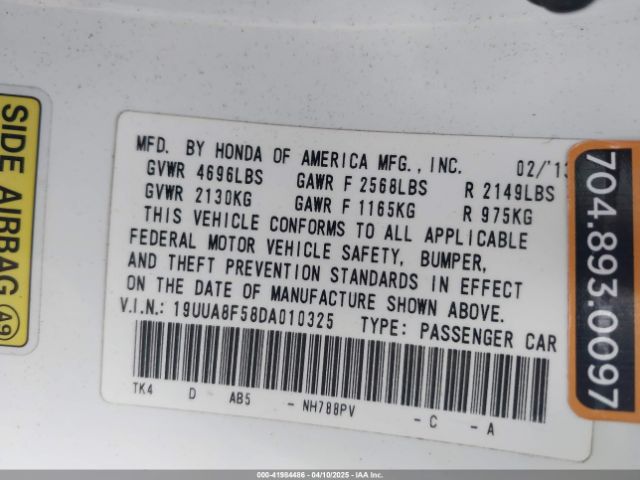 2013 ACURA TL 19UUA8F58DA010325 Photo 8