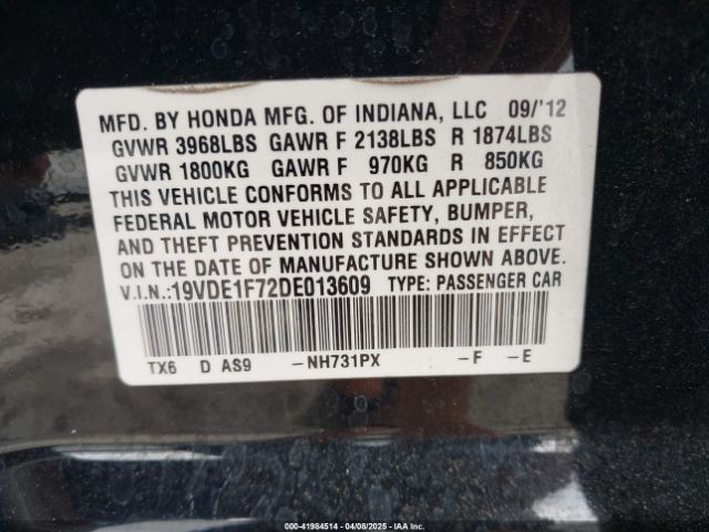 2013 ACURA ILX 19VDE1F72DE013609 Photo 8