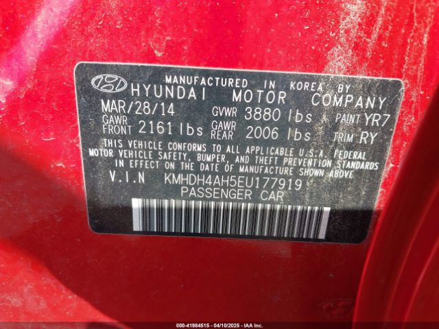 KMHDH4AH5EU177919 Hyundai Elantra Sport