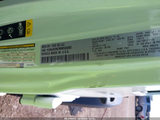 1C4HJXDN7MW535893 Jeep Wrangler Unlimited Sport S 4x4