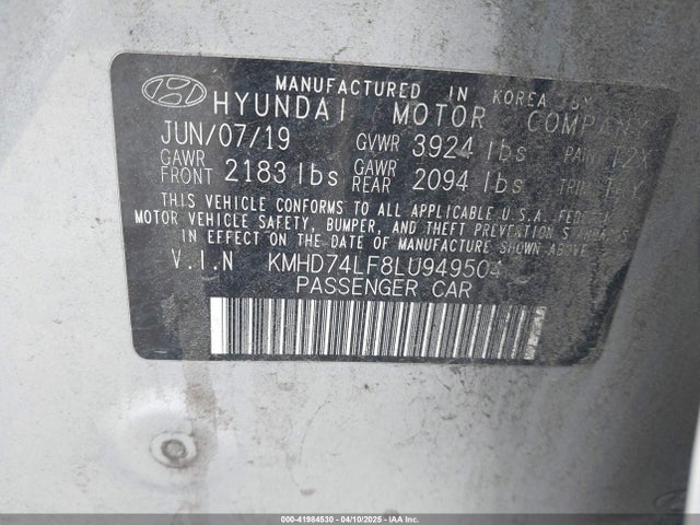 KMHD74LF8LU949504 Hyundai mpi nu