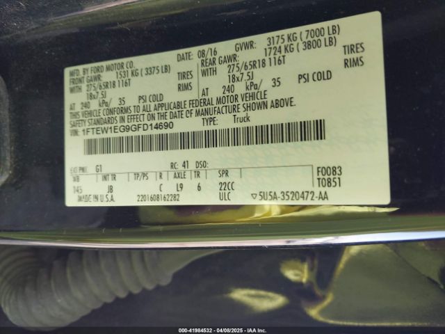 1FTEW1EG9GFD14690 Ford 2016
