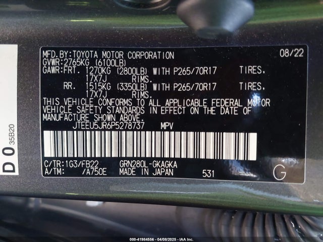 JTEEU5JR6P5278737 Toyota 4RUNNER SR5