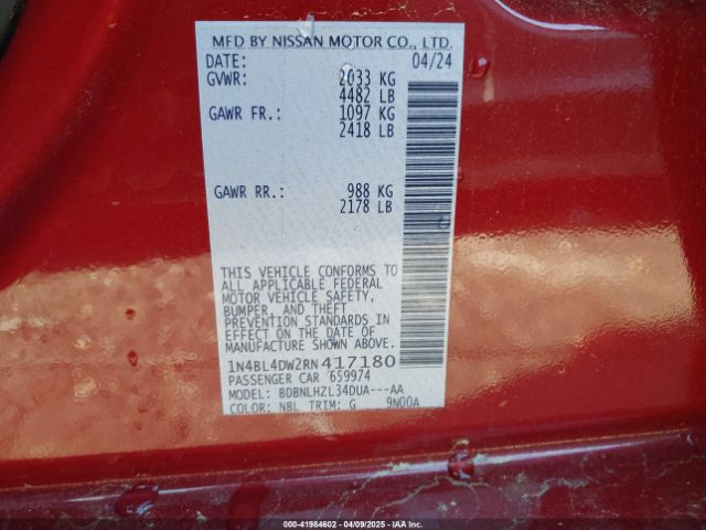 1N4BL4DW2RN417180 Nissan Altima Sv Intelligent Awd
