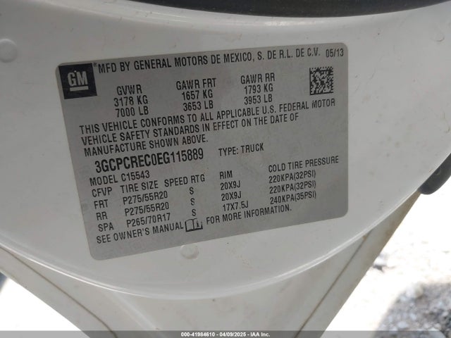 3GCPCREC0EG115889 Chevrolet l83 - vvt, afm (active fuel management), aluminum