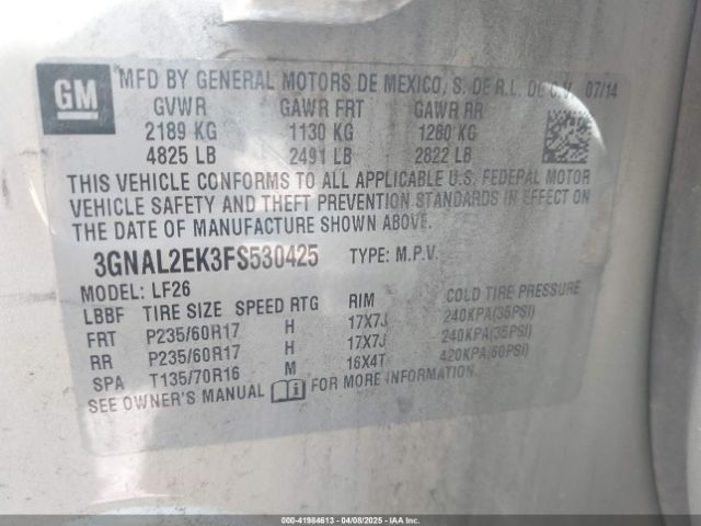 3GNAL2EK3FS530425 Chevrolet Captiva Sport 2ls