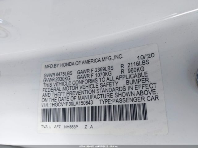 1HGCV1F30LA150843 Honda Accord Sport