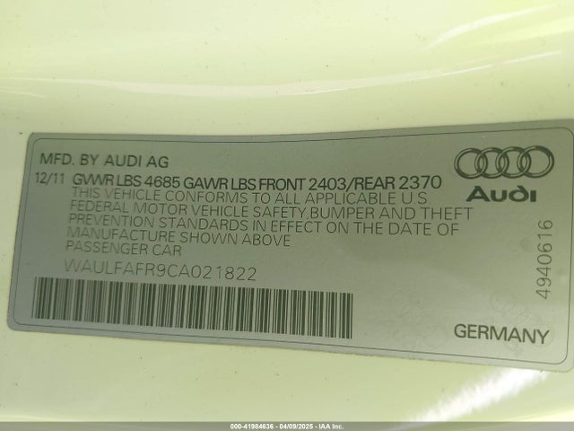2012 AUDI A5 WAULFAFR9CA021822 Photo 8