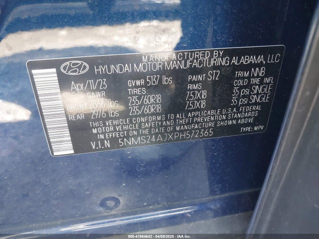 5NMS24AJXPH572365 Hyundai gdi theta iii