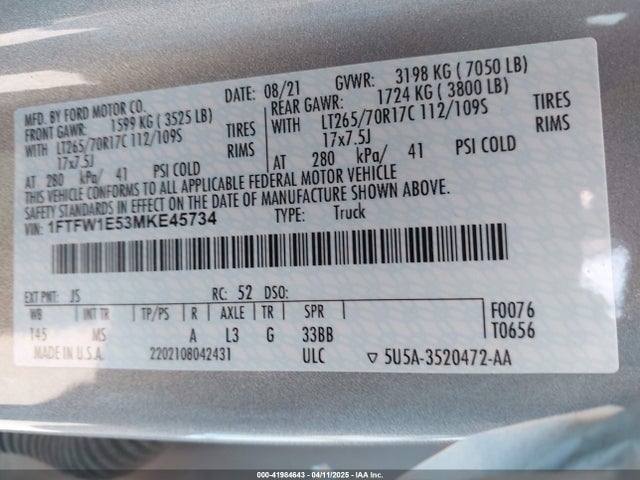 Ford F-150 Xlt 2021 1FTFW1E53MKE45734 Image 9