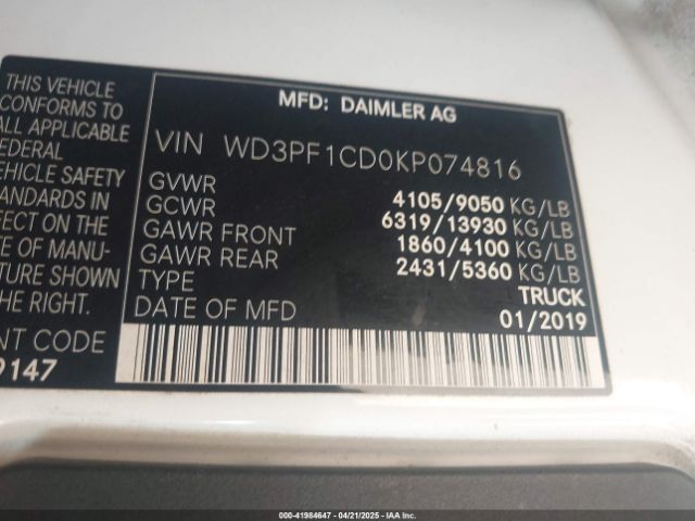WD3PF1CD0KP074816 Mercedes-Benz Sprinter 2500 High Roof V6