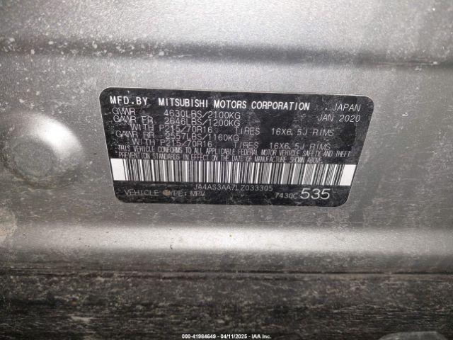 2020 MITSUBISHI ECLIPSE CROSS JA4AS3AA7LZ033305 Photo 8
