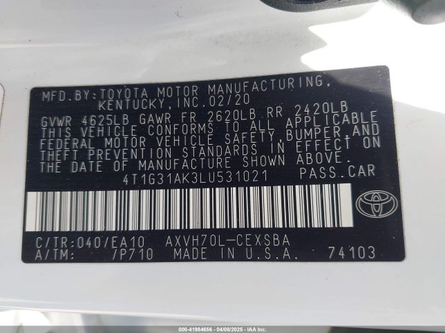 4T1G31AK3LU531021 Toyota Camry Se Hybrid