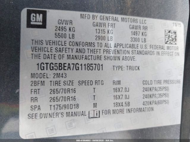 1GTG5BEA7G1185701 GMC Canyon