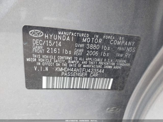 KMHDH4AH1FU423544 Hyundai Elantra Sport