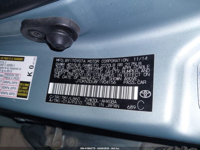 JTDKN3DU8F1904156 Toyota Prius Five