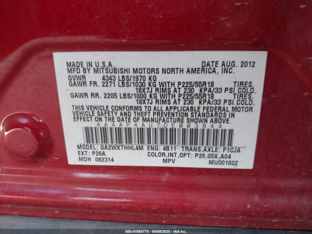 2013 MITSUBISHI OUTLANDER SPORT 4A4AP4AU7DE003844 Photo 8