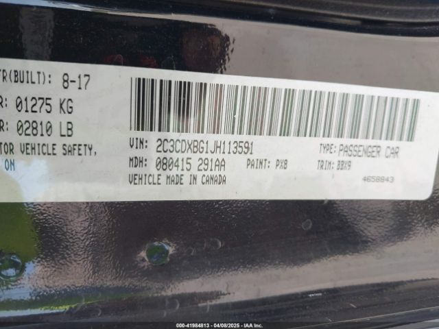 2C3CDXBG1JH113591 Dodge Charger Sxt Rwd