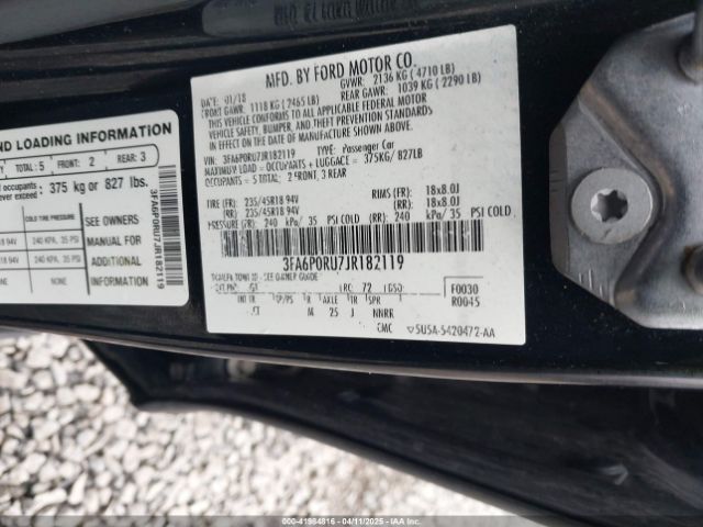 3FA6P0RU7JR182119 Ford Fusion Hybrid Titanium