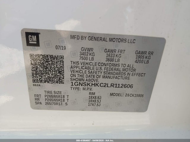 Chevrolet Suburban 4wd Lt 2020 1GNSKHKC2LR112606 Image 9