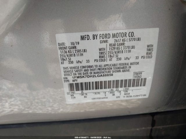 1FMSK7DH2LGA88858 Ford EXPLORER XLT