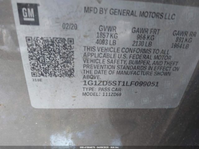 1G1ZD5ST1LF099051 Chevrolet Malibu Fwd Lt