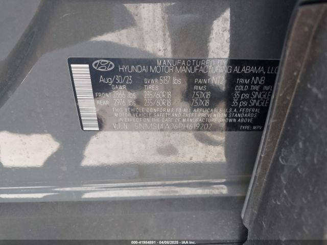 5NMS14AJ6PH619202 Hyundai Santa Fe Se
