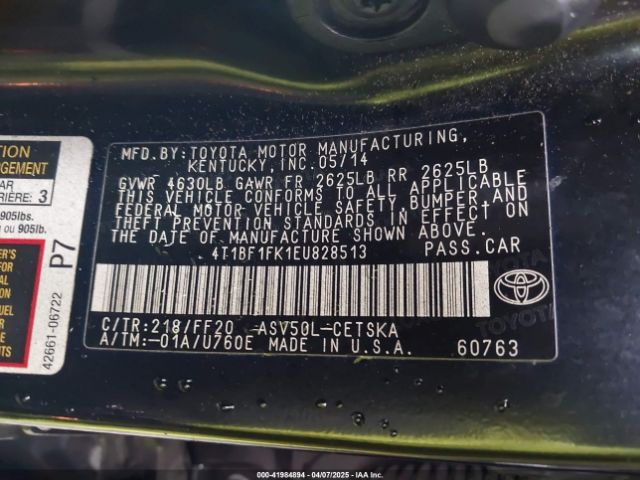 4T1BF1FK1EU828513 Toyota CAMRY SE