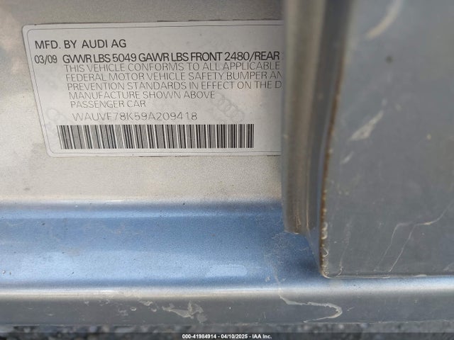 2009 AUDI A4 WAUVF78K59A209418 Photo 8