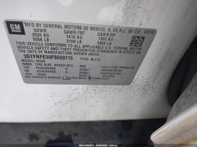 3GYFNFE39FS609715 Cadillac Srx Performance Collection