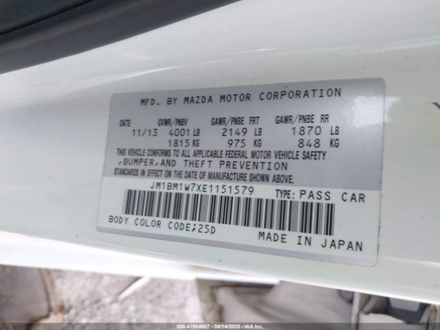 JM1BM1W7XE1151579 Mazda Mazda3 I Grand Touring