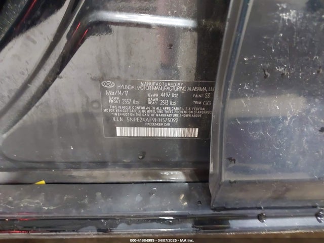 5NPE24AF9HH575092 Hyundai SONATA SE