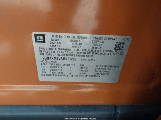 2GNAXMEV6J6101295 Chevrolet Equinox Premier