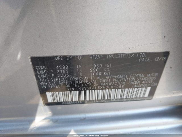 4S3GKAL6XH3601988 Subaru Impreza 2.0i Sport