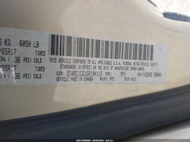 2016 CHRYSLER TOWN & COUNTRY 2C4RC1CG1GR194115 Photo 8